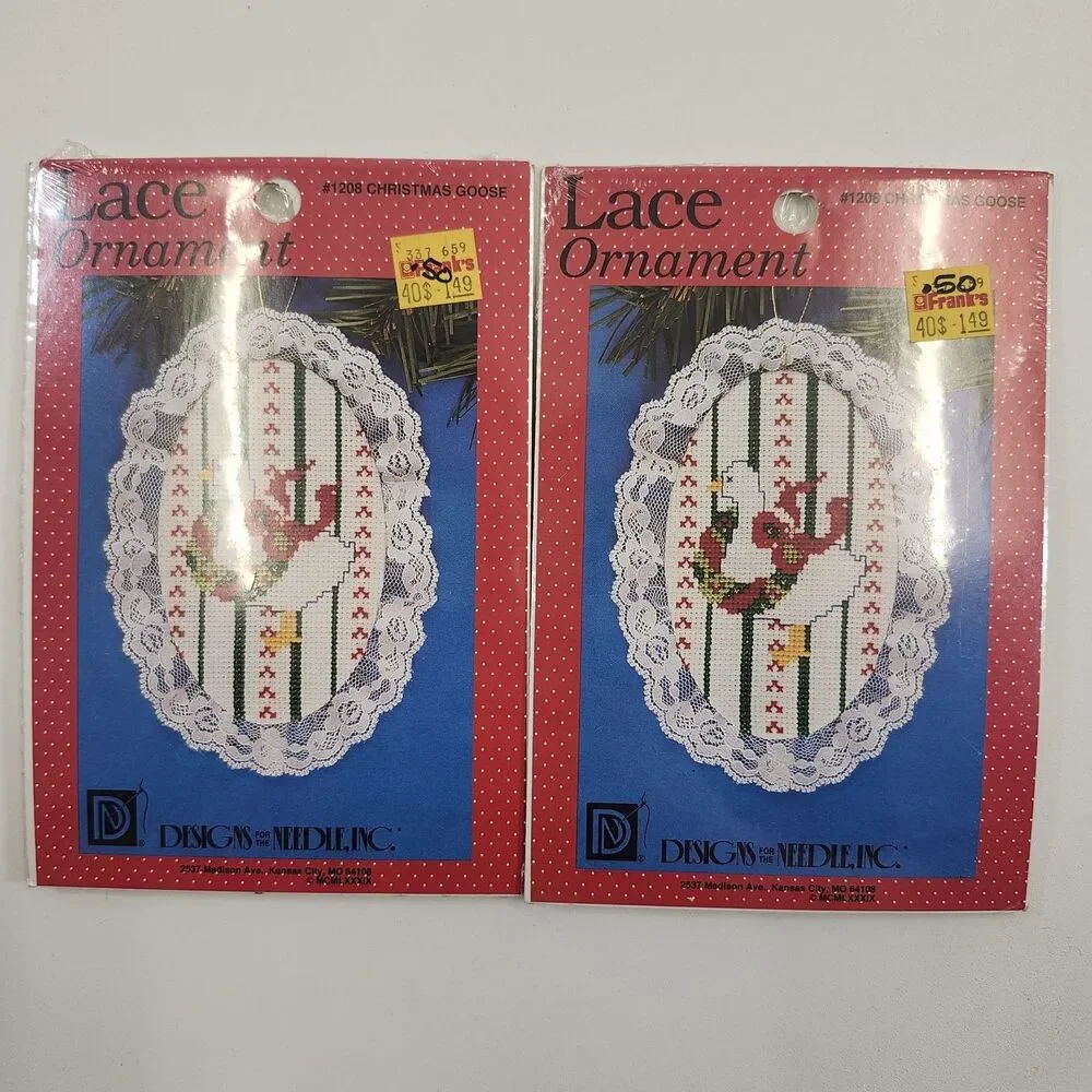 10 Designs for the Needle Counted Cross Stitch Lace Christmas Ornament Kits VTG